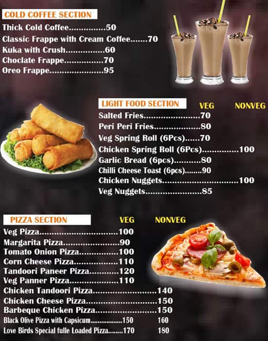 Menu of Spot Of Love Birds Cafe, Bhosari, Pune