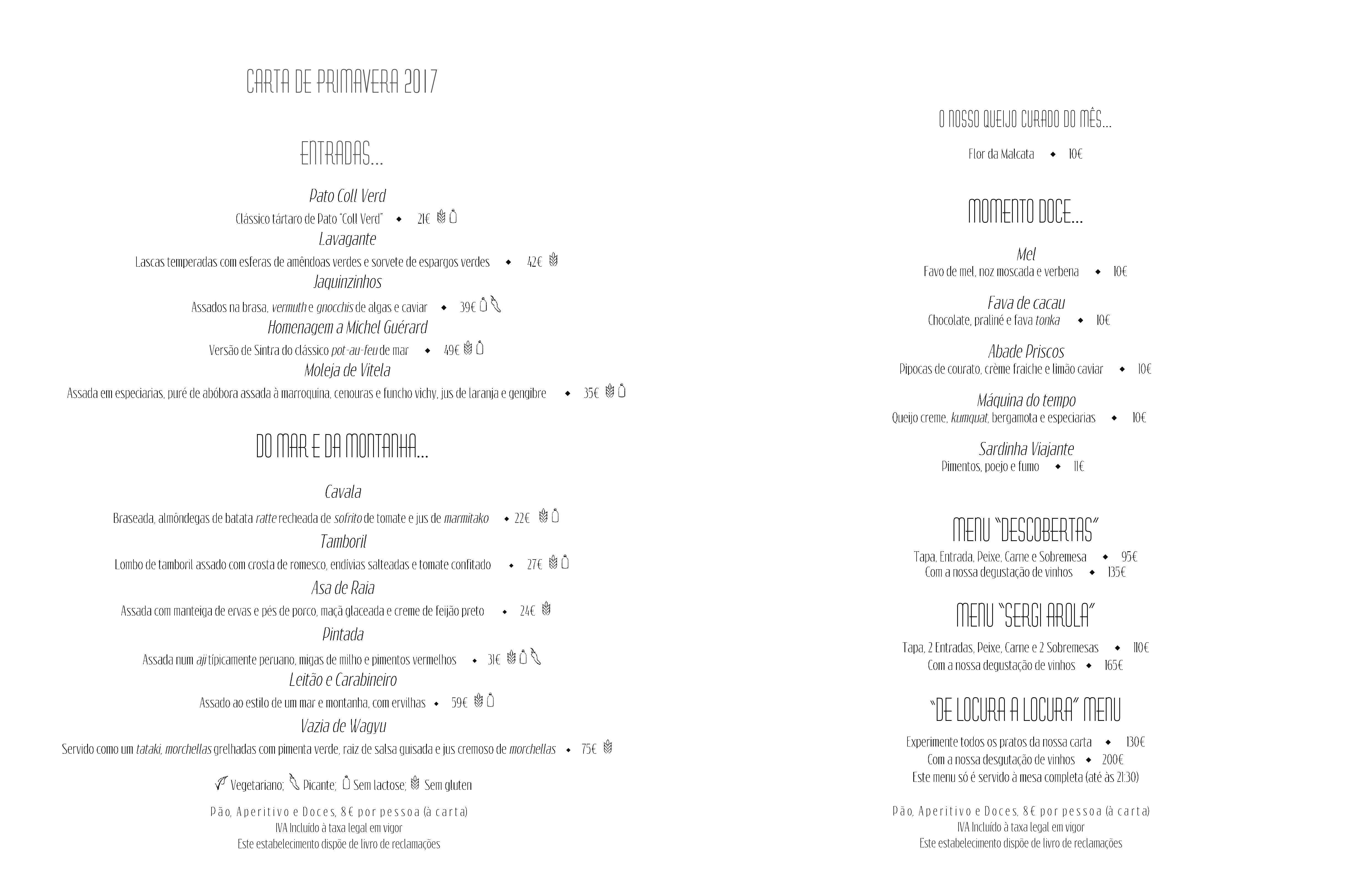 LAB by Sergi Arola Menu, Menu de LAB by Sergi Arola, Alcabideche