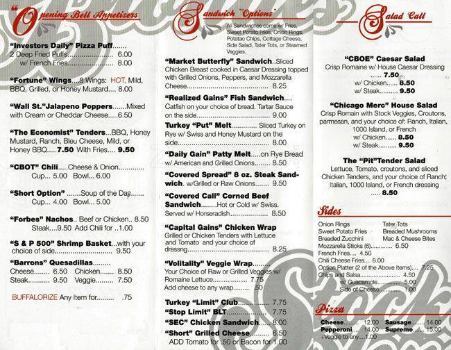 Stocks & Blondes Menu, Menu for Stocks & Blondes, Loop, Chicago