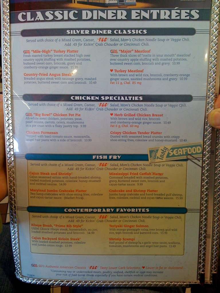 Silver Diner Menu Near Upper Marlboro Md at Tabitha Weed blog