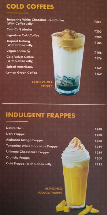 Café Coffee Day menu