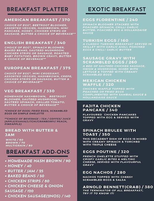 Menu at Pantry D'or, Chennai, Block J