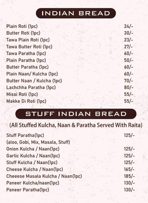 New Mehfil Restaurant menu