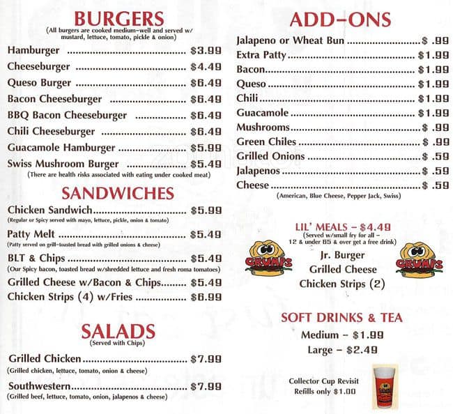 menu and prices