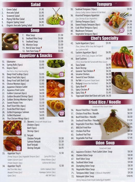 Moon Sushi menu, Menu restauracji Moon Sushi, Mississauga, Toronto ...