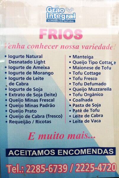 Grão Integral cardápio