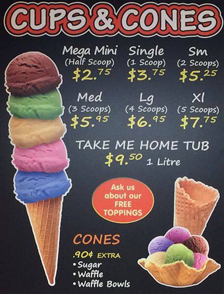Lickadee Split Ice Cream Shoppe menu