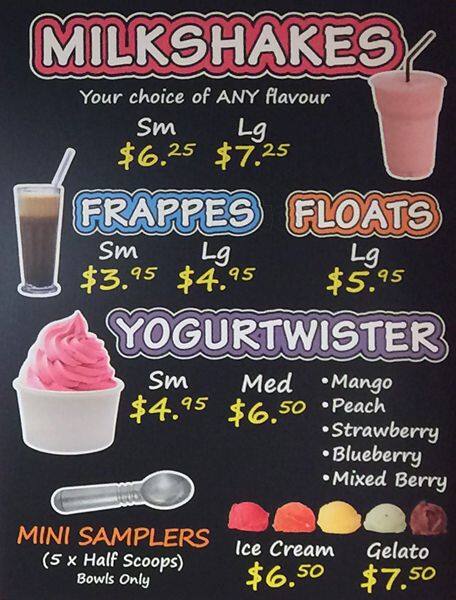 Lickadee Split Ice Cream Shoppe menu