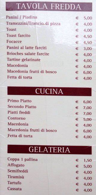 Menu di Pasticceria Torti 