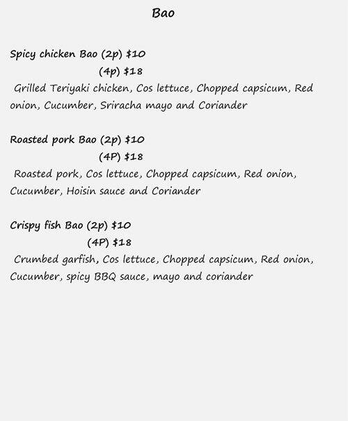 Fuse Noodle Bar menu