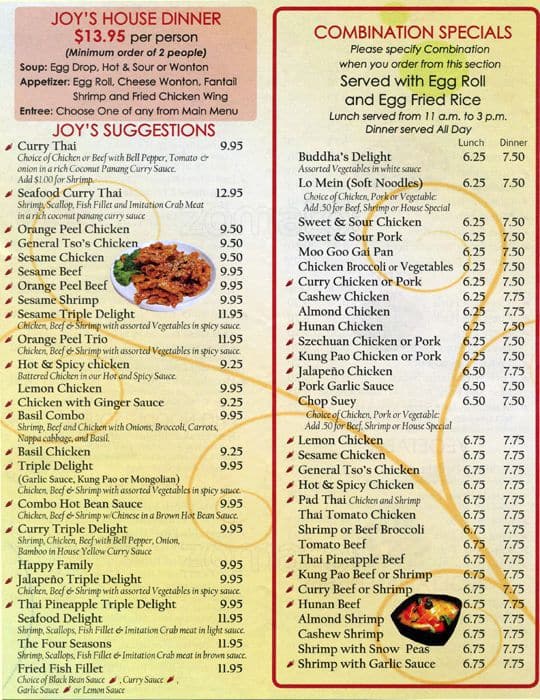 Joy Asian Cuisine Menu, Menu for Joy Asian Cuisine, Aurora, Denver ...