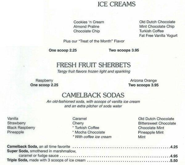 Menu at Sugar Bowl restaurant, Scottsdale