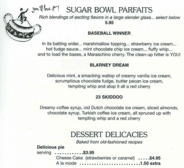 Menu at Sugar Bowl restaurant, Scottsdale