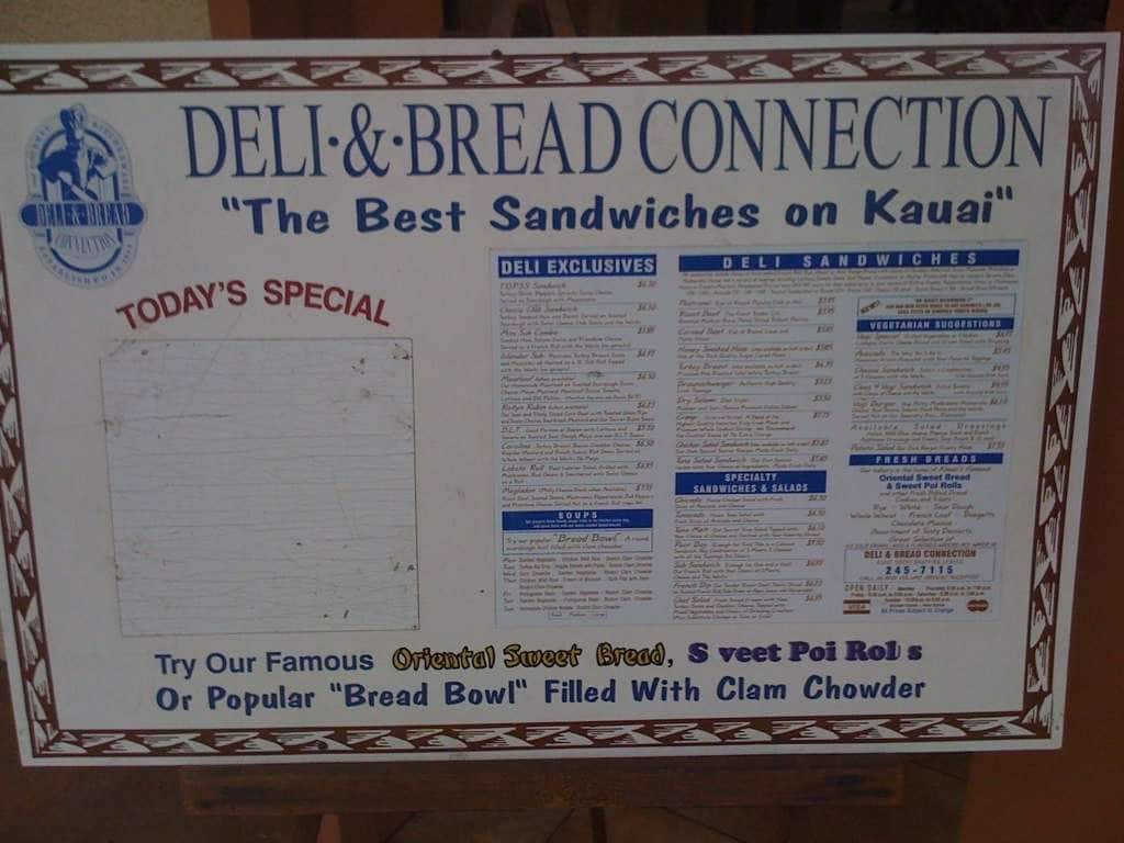 Menu at Deli & Bread Connection, Lihue, 32600 Kaumualii Hwy Ste 1005