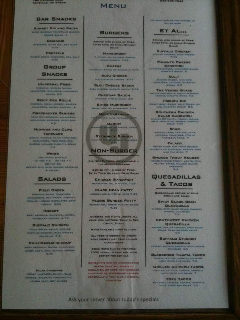 universal joint menu