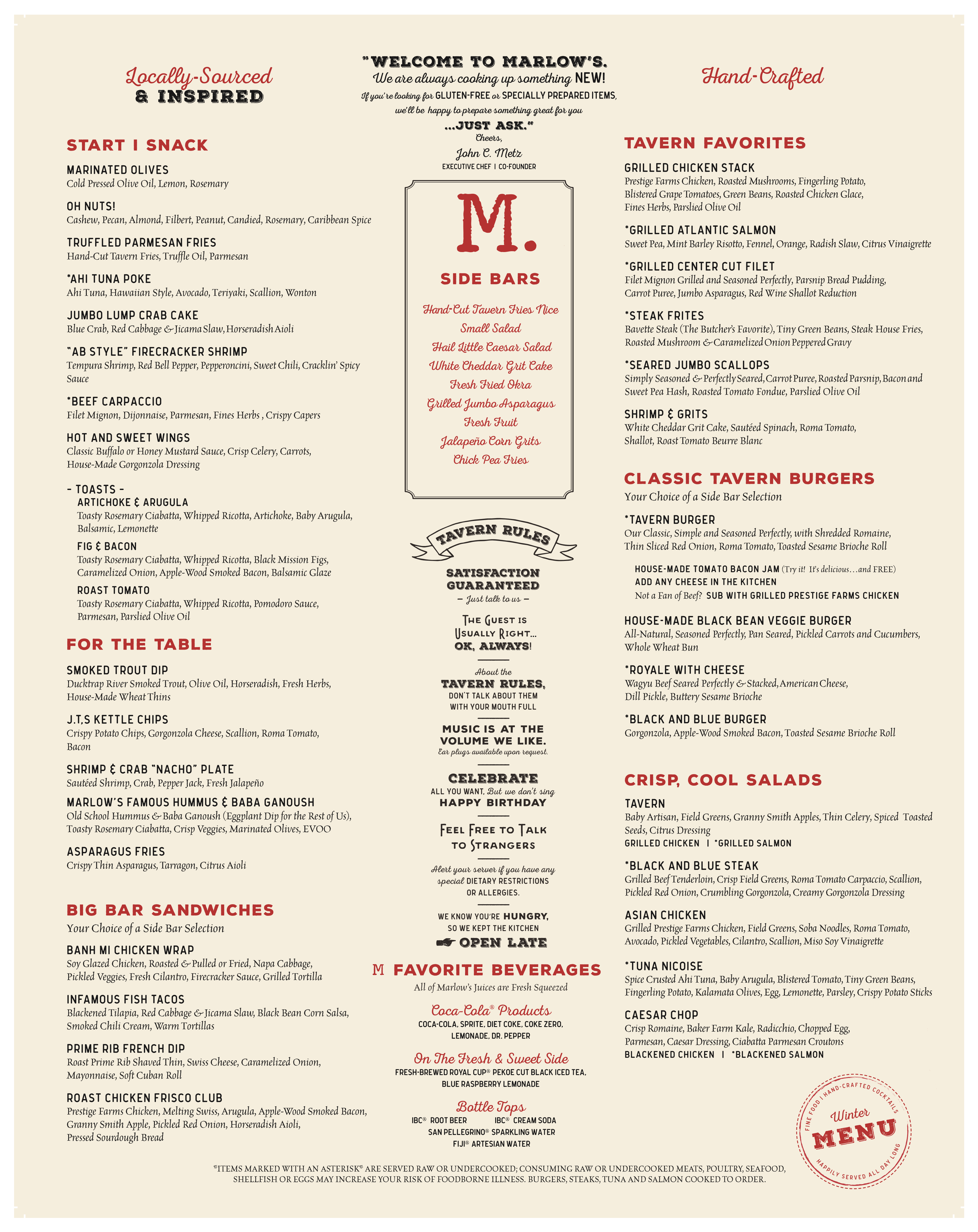 Marlow s Tavern Menu Menu For Marlow s Tavern Avalon Park Waterford 