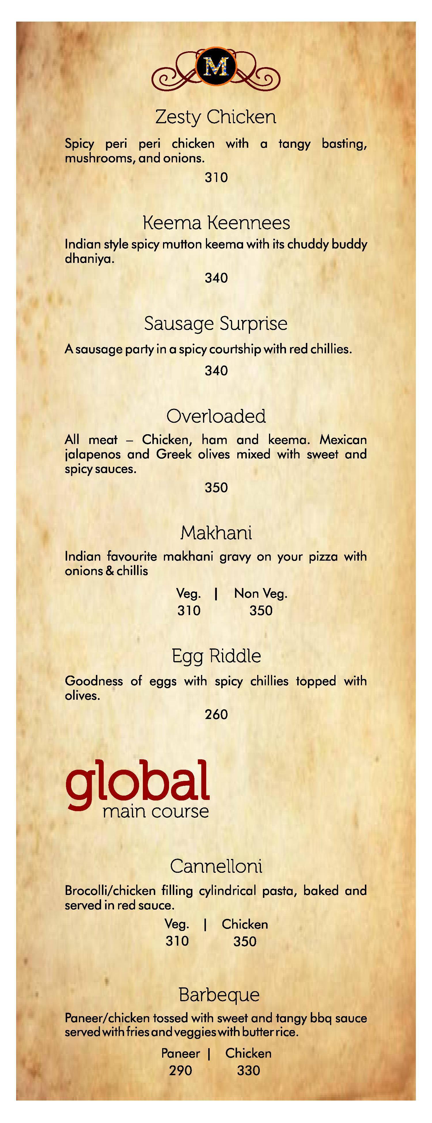 Mosaic eatery menu