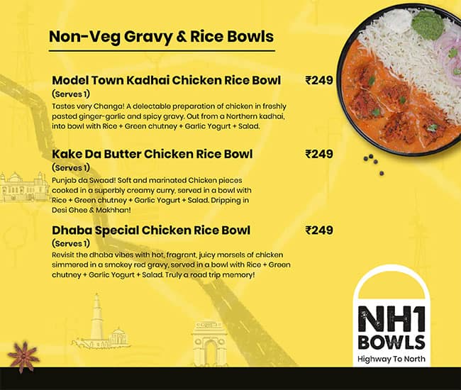NH1 Bowls - Highway To North menu