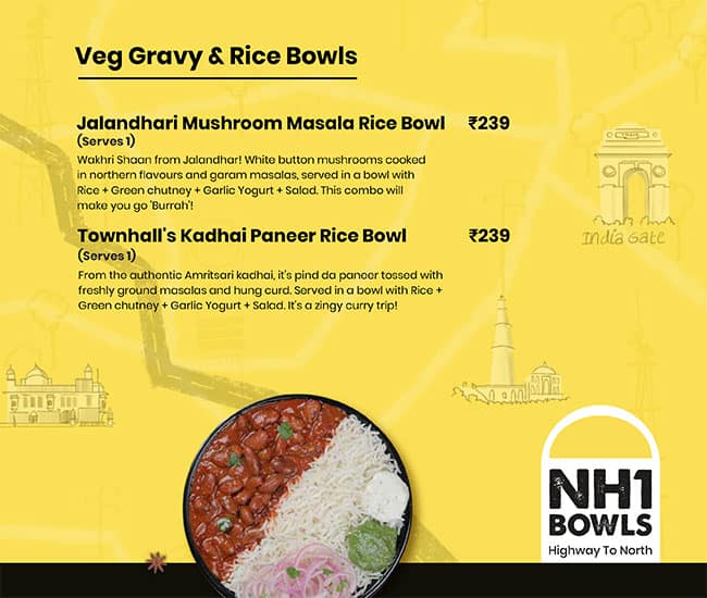 NH1 Bowls - Highway To North menu