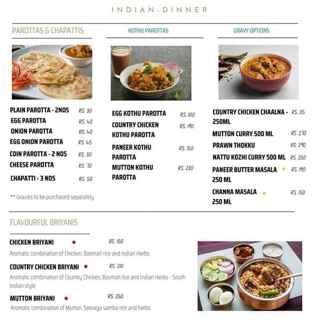 Menu at Chef's Rhapsody, Chennai