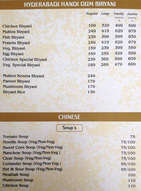 Hyderabad Handi Biryani Menu, Menu for Hyderabad Handi Biryani, BTM ...