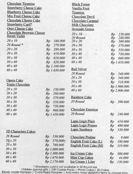 The Harvest Menu Menu For The Harvest Kemang Jakarta Zomato