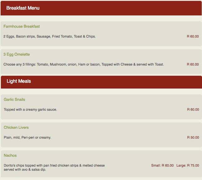 Pepper Chair Menu, Menu v reštaurácii Pepper Chair, Die Hoewes, Pretoria Zomato SA