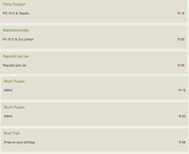 Menu at Pepper Chair Restaurant, Centurion