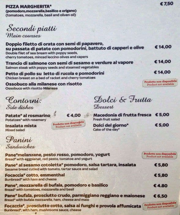 Menu di Sky Lounge Bar 