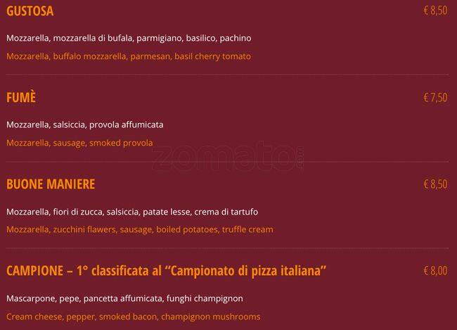 Menu di Buone Maniere 