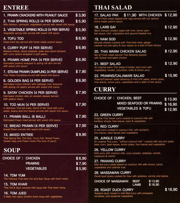 Boronia Thai Restaurant Menu, Menu for Boronia Thai Restaurant, Boronia, Melbourne Urbanspoon