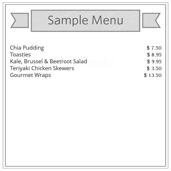 Sublime Cafe & Caterers Richmond menu