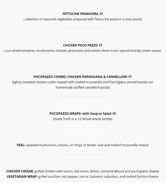 Pocopazzo stittsville-Hazeldean rd menu