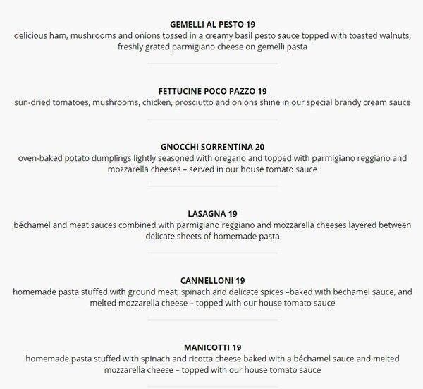 Pocopazzo stittsville-Hazeldean rd menu