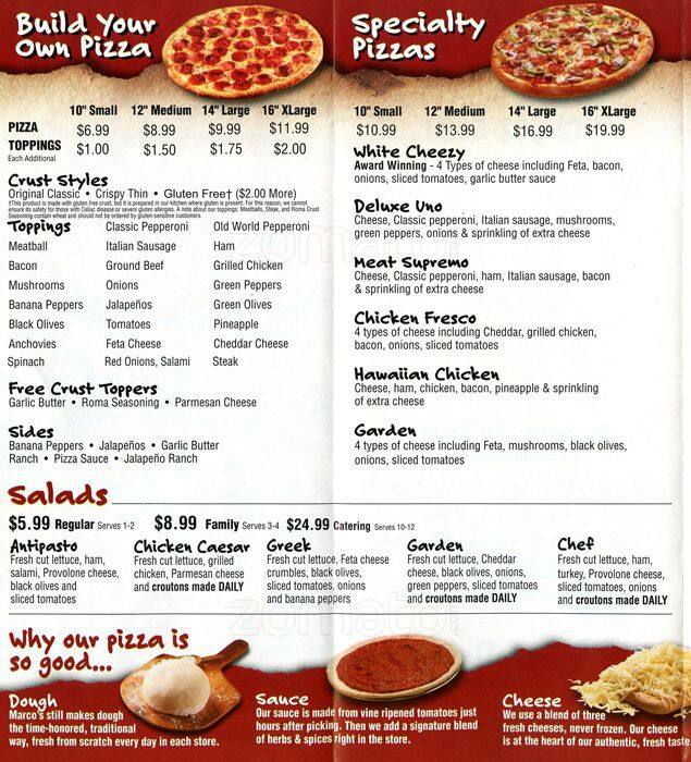 Marco's Pizza Menu, Menu for Marco's Pizza, Jollyville, Austin