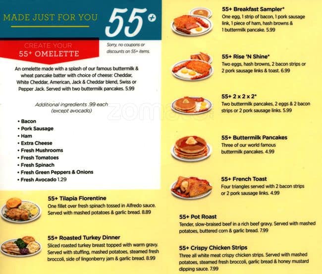 Menu at IHOP restaurant, Castle Rock
