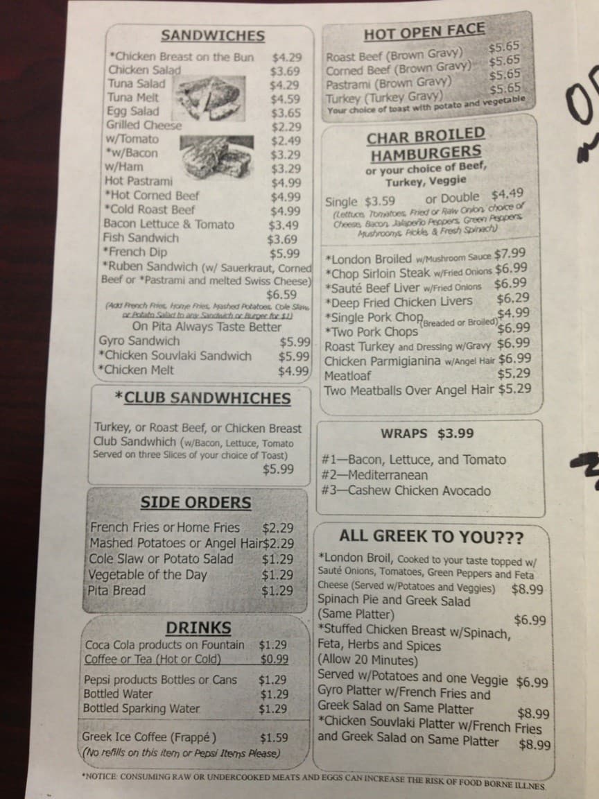 Menu at Bravo's Cafe & Grill, Cookeville