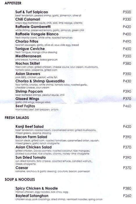 9 Spoons - The Bayleaf Hotel a Manila: Foto del Menu con Prezzi ...