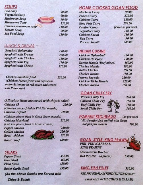 Alex's Shack Menu, Menu for Alex's Shack, Candolim, Goa Zomato