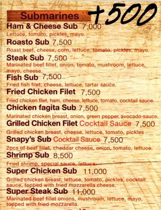 Carta de Snappy's