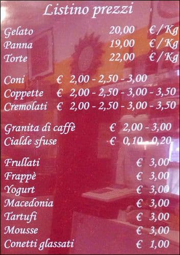 Menu di Spicchio Di Sole 