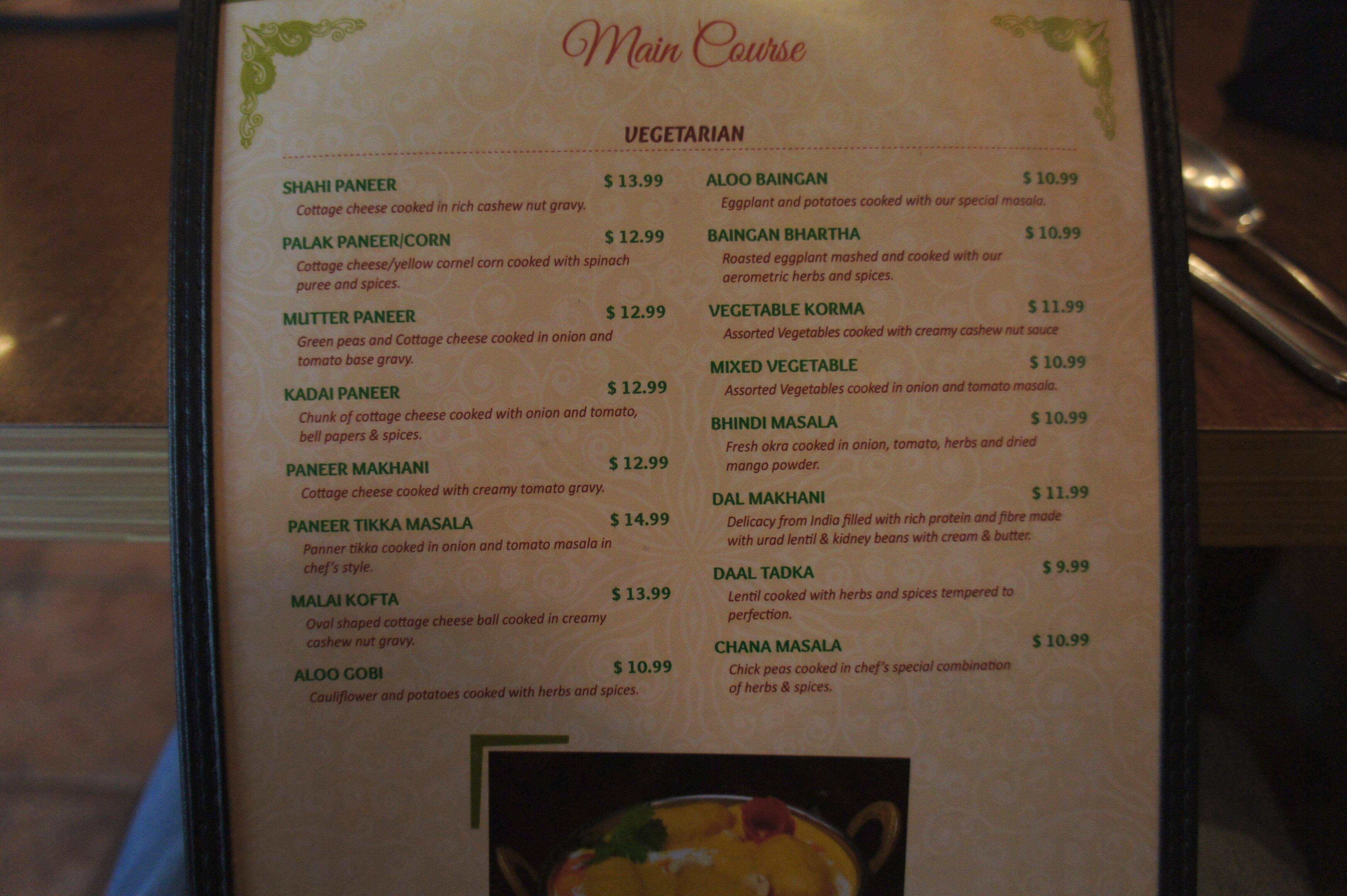 Curry Corner menu