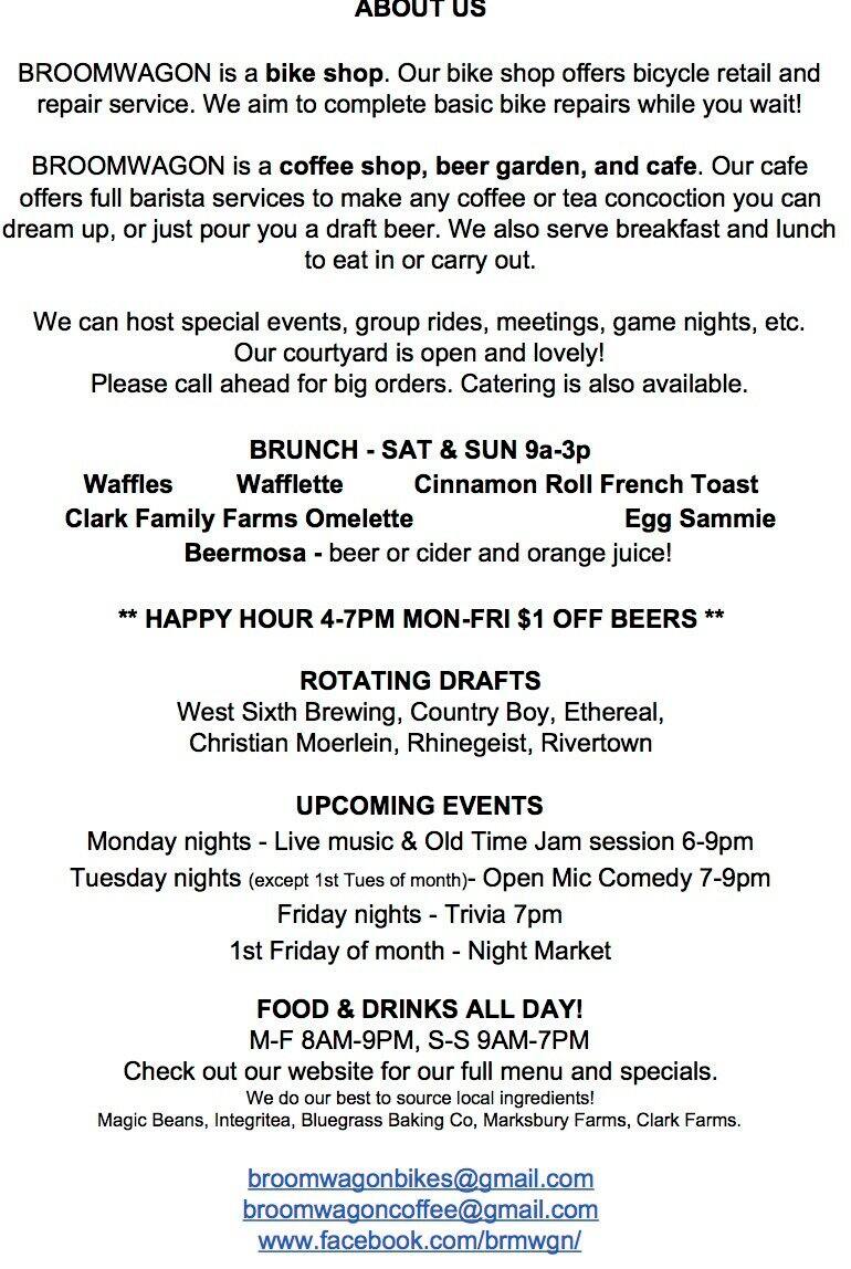 Broomwagon menu