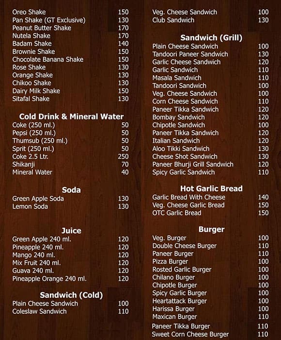 Good Times Cafe Menu Menu For Good Times Cafe Rangbari Kota