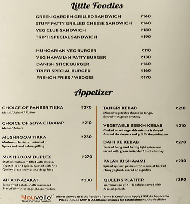 Menu of Tripti Foods - Ambala Wale, Model Town, Jalandhar