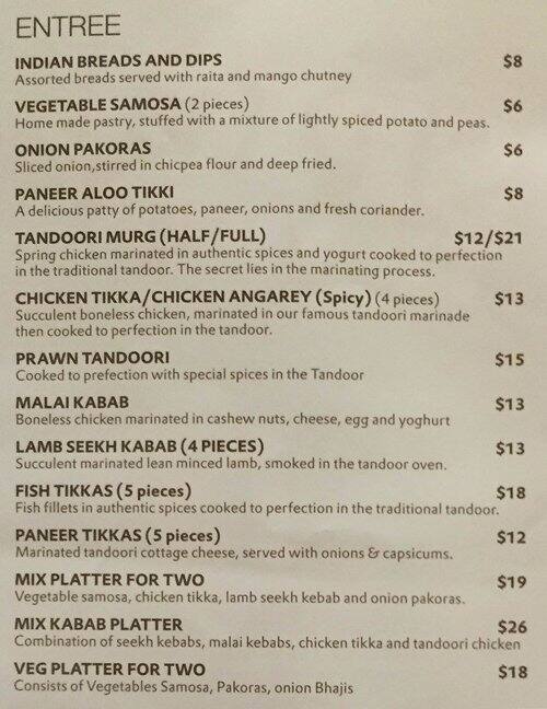 Spice Traders Menu, Menu podniku Spice Traders, Devonport, Auckland