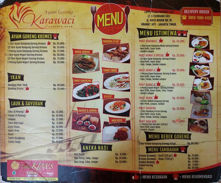 Ayam Ayam Goreng Karawaci Menu