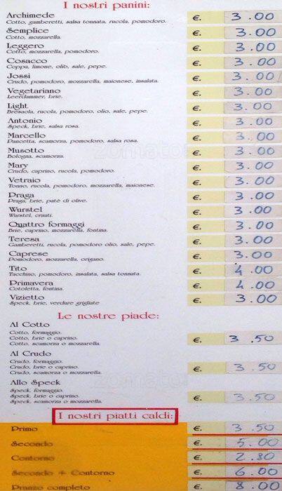 Menu di Archimede Caffè 