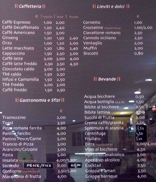 Menu di Tre caffe 