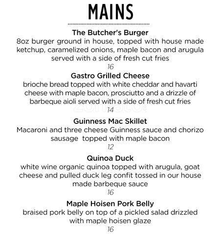 Menu at Rockefeller Lounge restaurant, Windsor